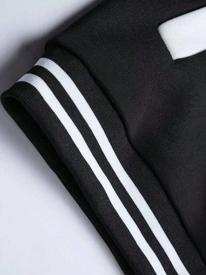 Manfinity Dauomo Men'S Letter Printed Striped Baseball Jacket Allinoneshop-24