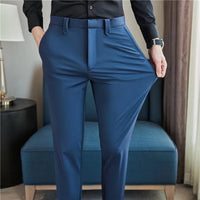 Mens Dress Pants Trousers 2024 Summer New Thin Breathable Solid Casual High Elastic Slim Fit Suit Pants Streetwear Men Clothing Allinoneshop-24