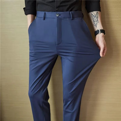 Mens Dress Pants Trousers 2024 Summer New Thin Breathable Solid Casual High Elastic Slim Fit Suit Pants Streetwear Men Clothing Allinoneshop-24