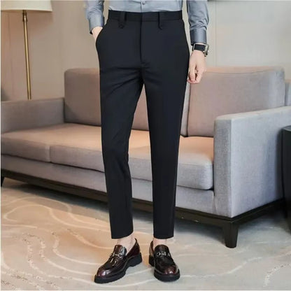 Mens Dress Pants Trousers 2024 Summer New Thin Breathable Solid Casual High Elastic Slim Fit Suit Pants Streetwear Men Clothing Allinoneshop-24