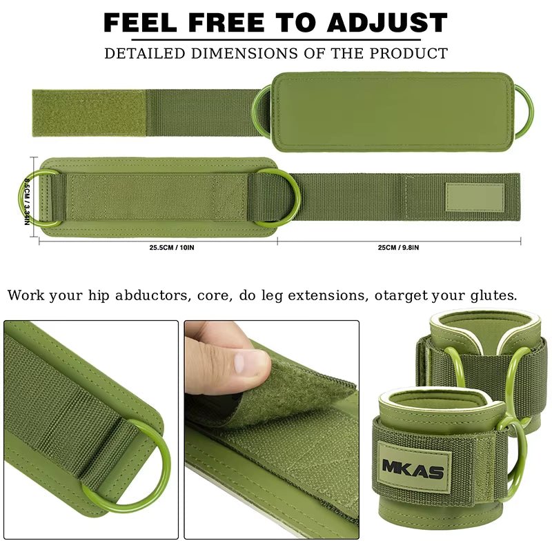 MKAS Workout Custom Adjustable Nylon Gym Weightlifting Ankle Weight Strap Fitness for Cable Machine Ankle Straps Allinoneshop-24