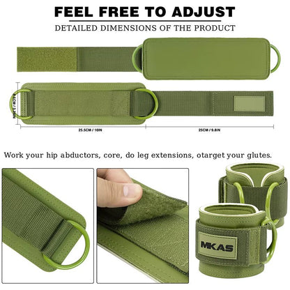 MKAS Workout Custom Adjustable Nylon Gym Weightlifting Ankle Weight Strap Fitness for Cable Machine Ankle Straps Allinoneshop-24