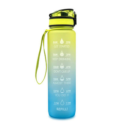 Motivational Tritan Water Bottle with Time Marker Leakproof Bottle for Fitness Sports Motivational Water Bottle with Time Marker Allinoneshop-24