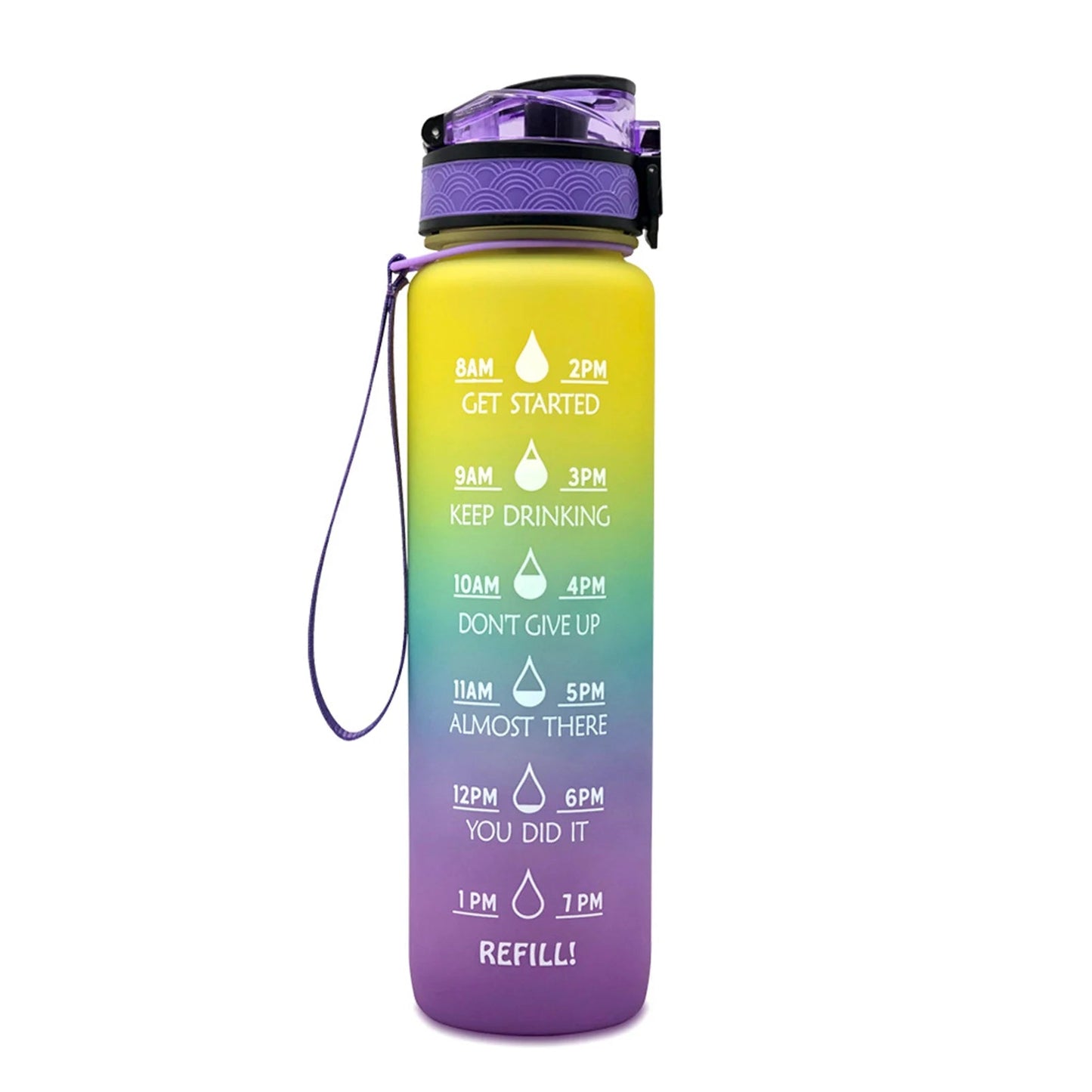 Motivational Tritan Water Bottle with Time Marker Leakproof Bottle for Fitness Sports Motivational Water Bottle with Time Marker Allinoneshop-24