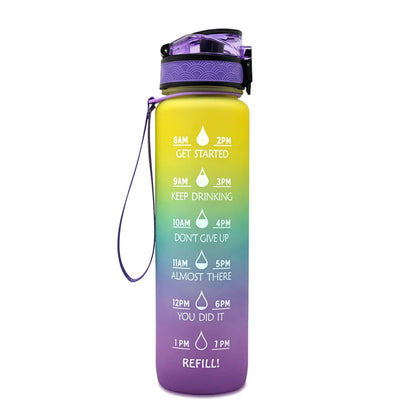 Motivational Tritan Water Bottle with Time Marker Leakproof Bottle for Fitness Sports Motivational Water Bottle with Time Marker Allinoneshop-24