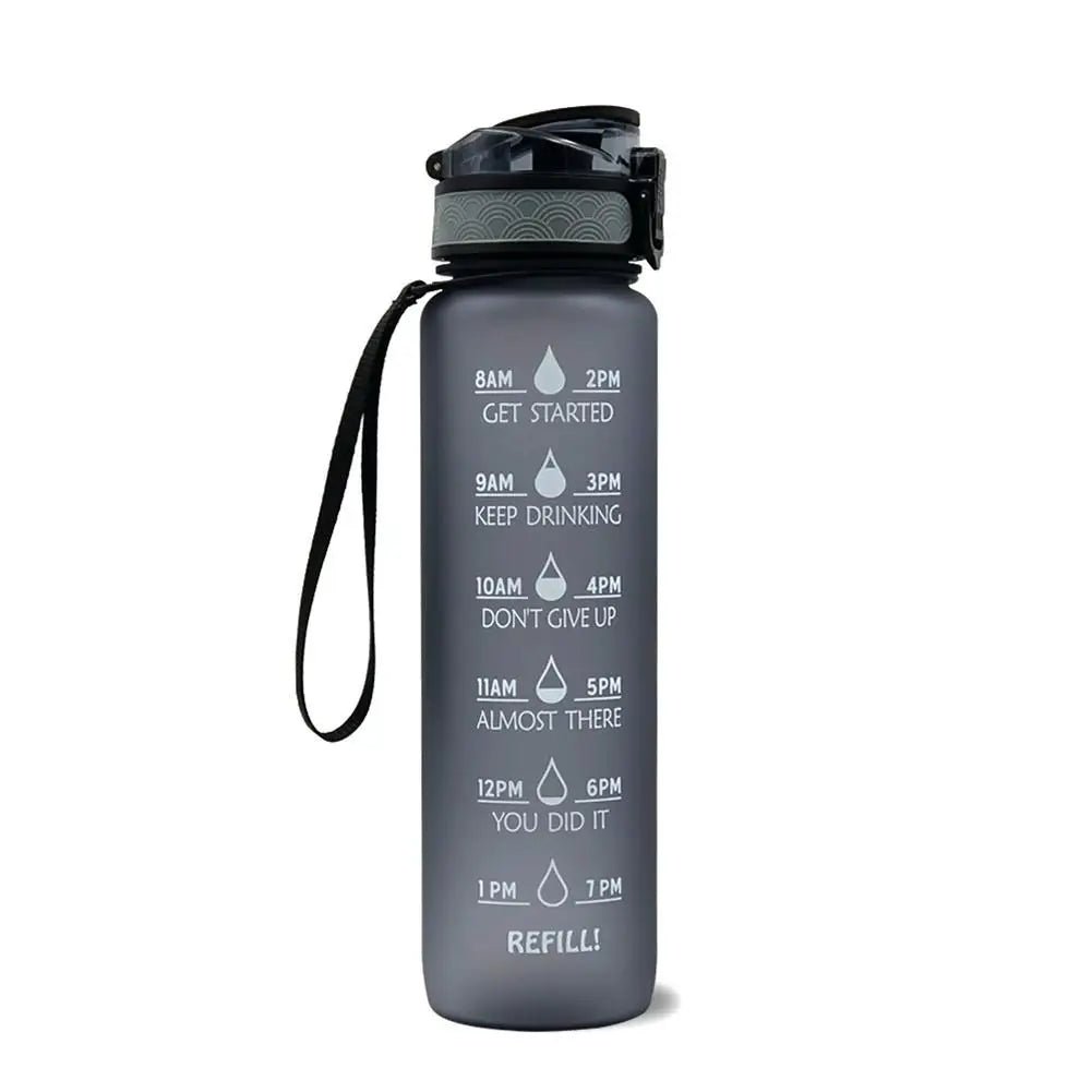 Motivational Tritan Water Bottle with Time Marker Leakproof Bottle for Fitness Sports Motivational Water Bottle with Time Marker Allinoneshop-24