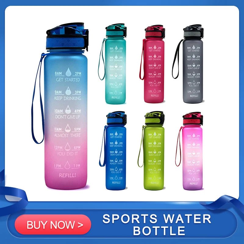 Motivational Tritan Water Bottle with Time Marker Leakproof Bottle for Fitness Sports Motivational Water Bottle with Time Marker Allinoneshop-24