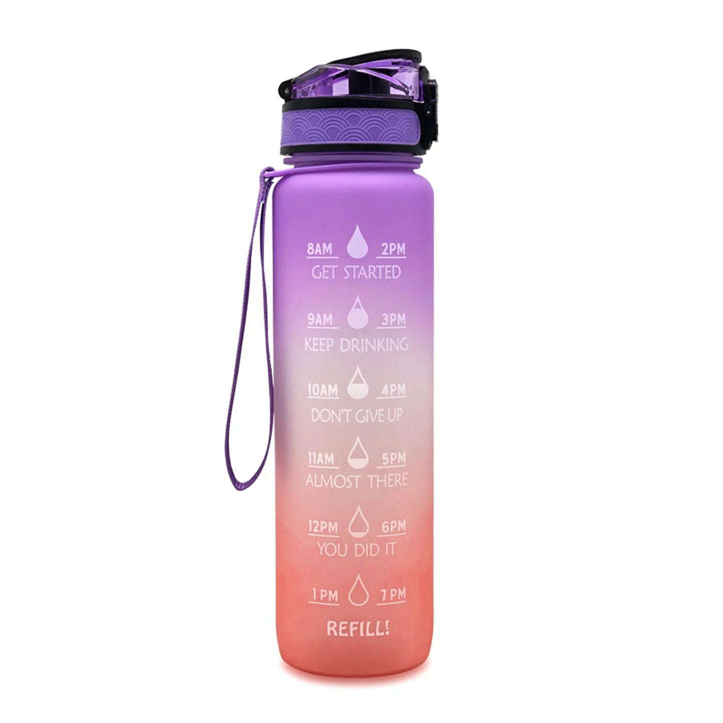 Motivational Tritan Water Bottle with Time Marker Leakproof Bottle for Fitness Sports Motivational Water Bottle with Time Marker Allinoneshop-24