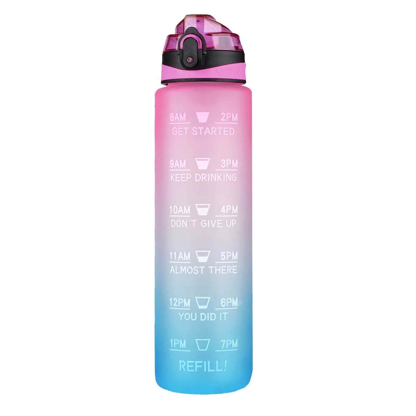 Motivational Tritan Water Bottle with Time Marker Leakproof Bottle for Fitness Sports Motivational Water Bottle with Time Marker Allinoneshop-24