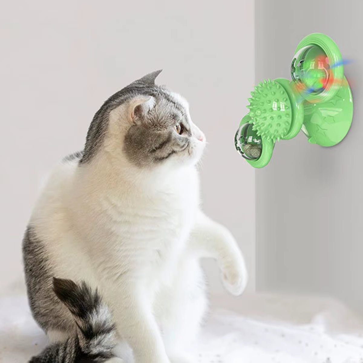 Multifunctional Cat Toy with Glowing Ball & Catnip, Suction Cup Design, Interactive Play & Teeth Massage Allinoneshop-24