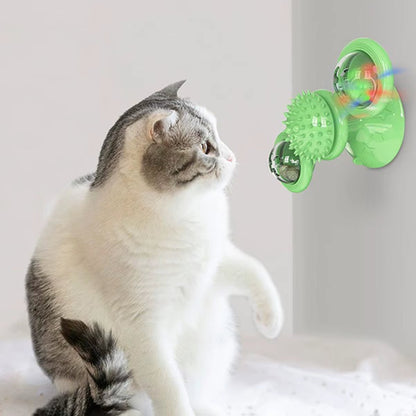 Multifunctional Cat Toy with Glowing Ball & Catnip, Suction Cup Design, Interactive Play & Teeth Massage Allinoneshop-24