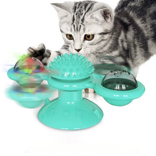 Multifunctional Cat Toy with Glowing Ball & Catnip, Suction Cup Design, Interactive Play & Teeth Massage Allinoneshop-24
