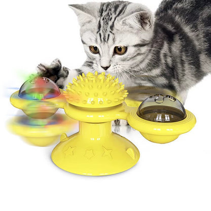 Multifunctional Cat Toy with Glowing Ball & Catnip, Suction Cup Design, Interactive Play & Teeth Massage Allinoneshop-24
