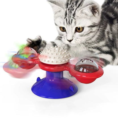 Multifunctional Cat Toy with Glowing Ball & Catnip, Suction Cup Design, Interactive Play & Teeth Massage Allinoneshop-24