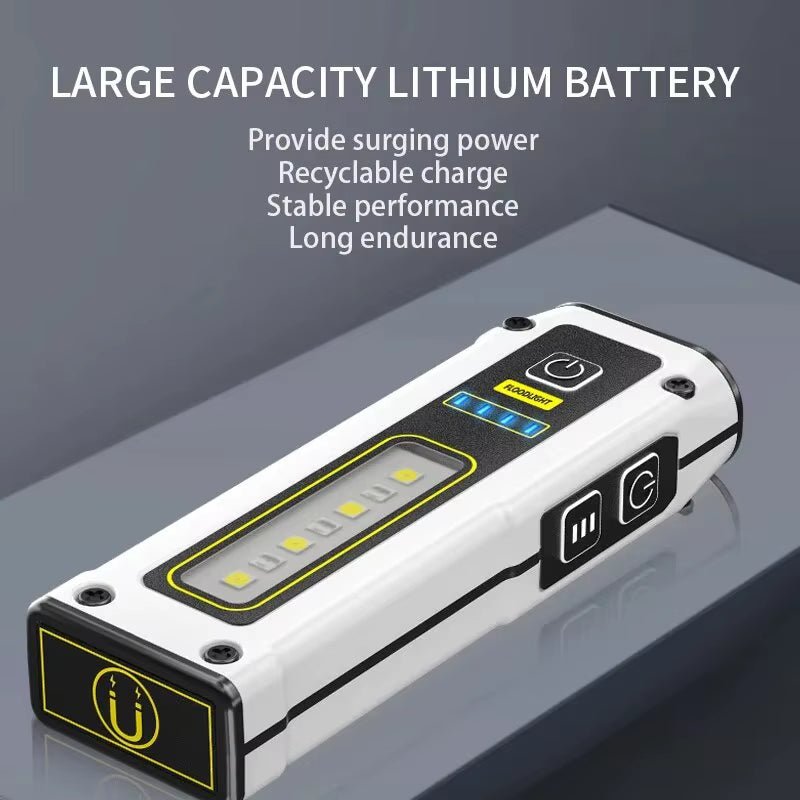 NEW Design Super Bright LED Source Work Lamp with Magnet Alarm SOS Key Chain Power Bank Waterproof Emergency Flashlight Allinoneshop-24