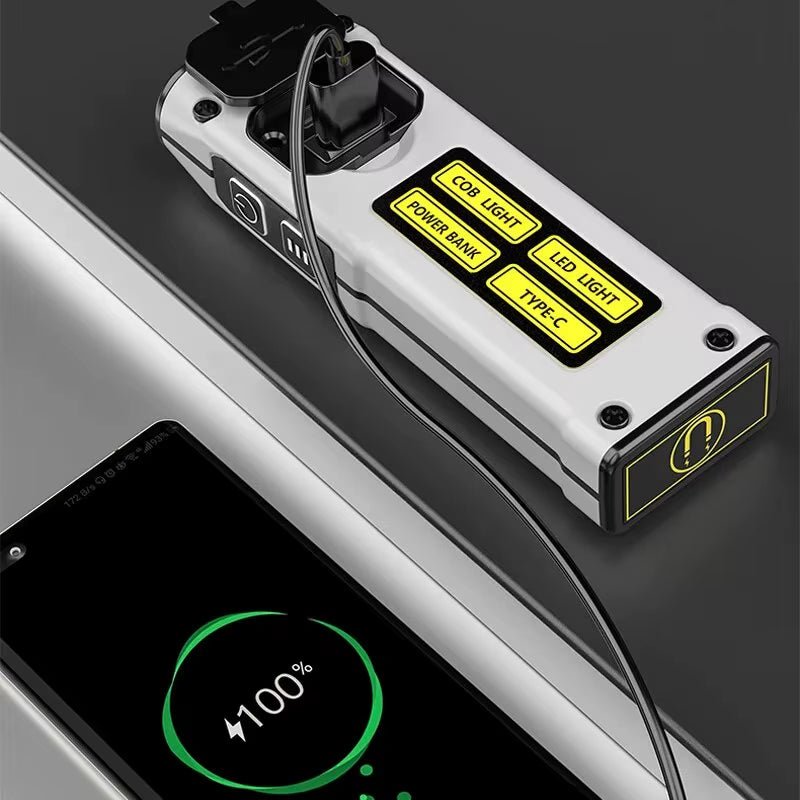 NEW Design Super Bright LED Source Work Lamp with Magnet Alarm SOS Key Chain Power Bank Waterproof Emergency Flashlight Allinoneshop-24