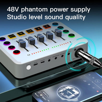 New Gaming Audio Mixer Streaming 5-Channel RGB Mixer with XLR Microphone Interface for Game Voice Podcast Live Streaming Allinoneshop-24