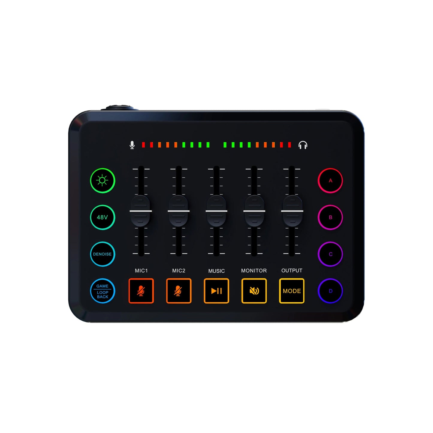 New Gaming Audio Mixer Streaming 5-Channel RGB Mixer with XLR Microphone Interface for Game Voice Podcast Live Streaming Allinoneshop-24
