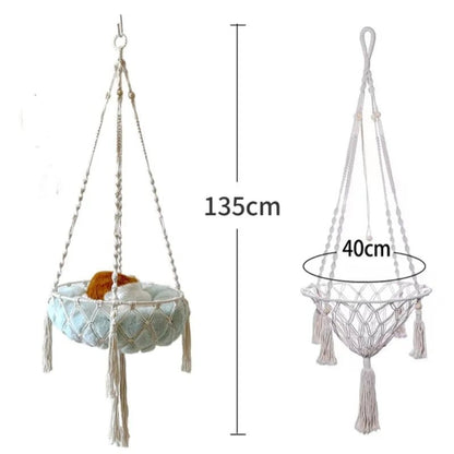 New Pet Hammock Cat Swing Hand Woven Cotton Rope Cats Hanging Basket Kitten Hanging String Den Indoor Pend Nest Pets Supplies Allinoneshop-24