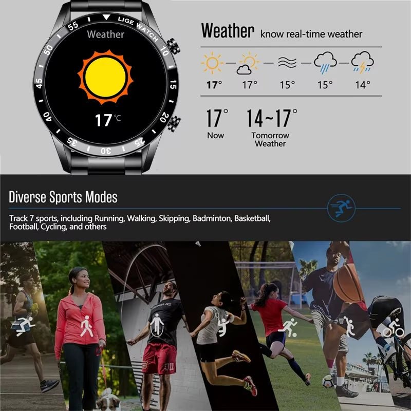 New Smart Watch Men Bluetooth Call Watch IP67 Waterproof Sports Fitness Bracelet for Android IOS Clock Men Smartwatch+Box Allinoneshop-24