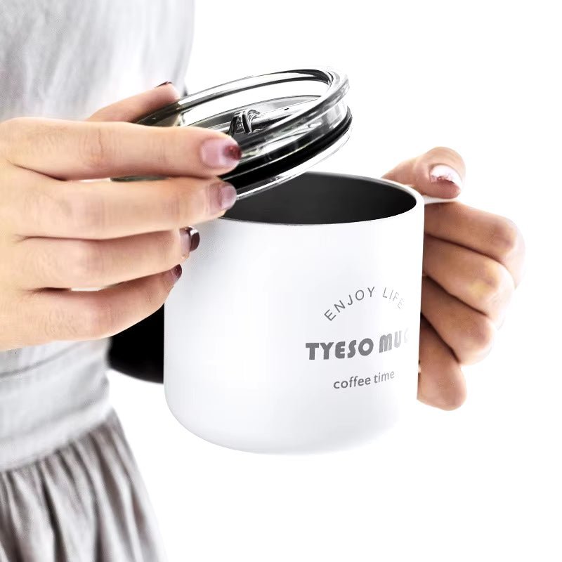 Nordic Style Metal Coffee Cup with Lid Office Workers Portable Coffe Milk Breakfast TYESO Mug Tazze Colazione Caneca Criativa Allinoneshop-24