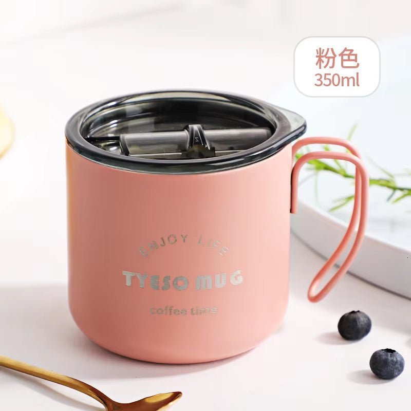 Nordic Style Metal Coffee Cup with Lid Office Workers Portable Coffe Milk Breakfast TYESO Mug Tazze Colazione Caneca Criativa Allinoneshop-24