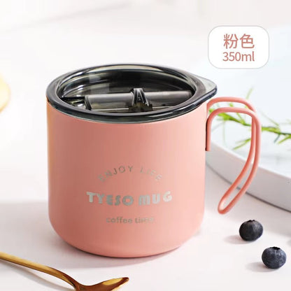 Nordic Style Metal Coffee Cup with Lid Office Workers Portable Coffe Milk Breakfast TYESO Mug Tazze Colazione Caneca Criativa Allinoneshop-24