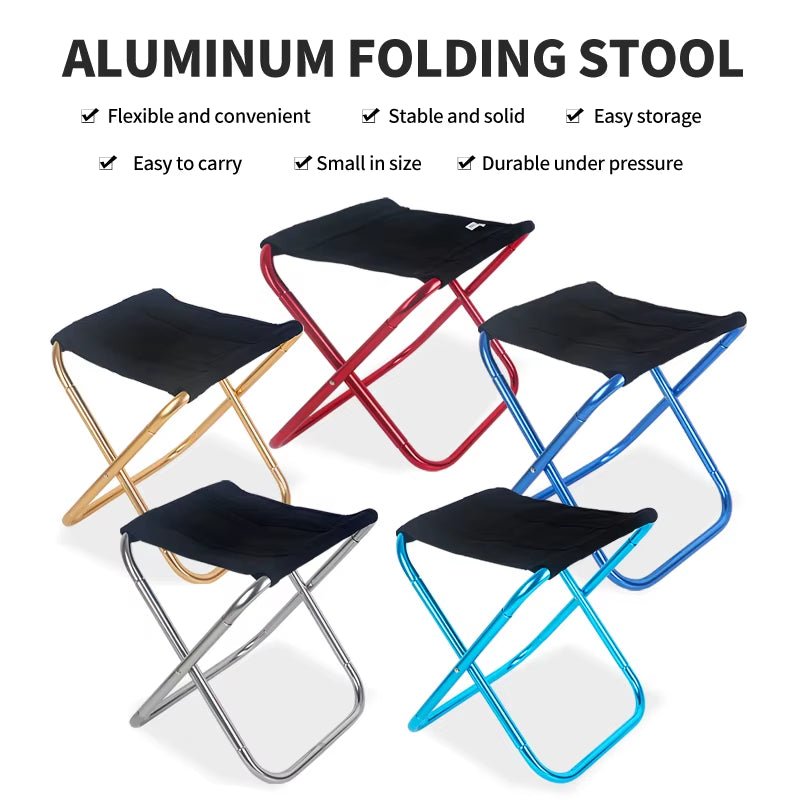 Outdoor Aluminium Alloy Portable Folding Picnic Camping Stool Mini Storage Fishing Chair Ultralight Furniture Allinoneshop-24