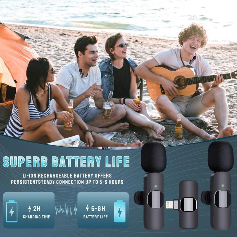 Partyear Mini Wireless Lavalier Microphone – Dual Professional Clip-On Mic with Lightning Interface for Iphone Lightning Port & Ipad, Plug & Play, Crystal Clear Sound for Recording, Meetings, Live Streaming, Youtube, Facebook, Tiktok, Vlogs Allinoneshop-24