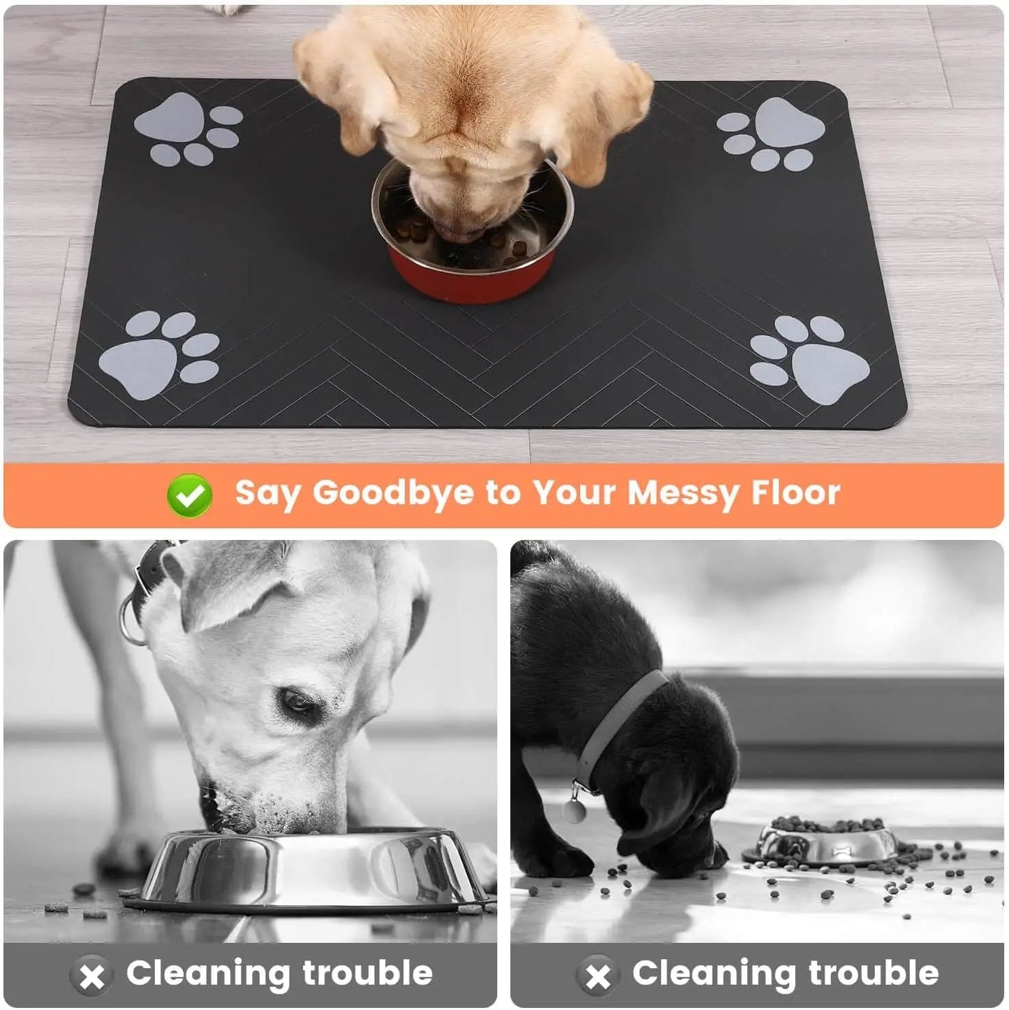 Pet Feeding Mat-Absorbent Pet Placemat for Food and Water Bowl, with Waterproof Rubber Backing, Quick Dry Water Mat for Dog Cat Allinoneshop-24