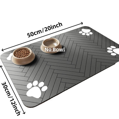 Pet Feeding Mat-Absorbent Pet Placemat for Food and Water Bowl, with Waterproof Rubber Backing, Quick Dry Water Mat for Dog Cat Allinoneshop-24