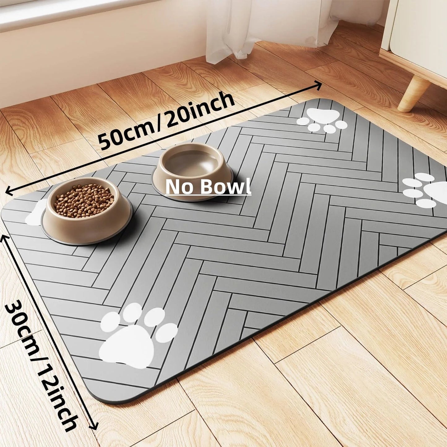 Pet Feeding Mat-Absorbent Pet Placemat for Food and Water Bowl, with Waterproof Rubber Backing, Quick Dry Water Mat for Dog Cat Allinoneshop-24