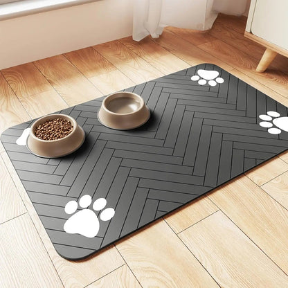 Pet Feeding Mat-Absorbent Pet Placemat for Food and Water Bowl, with Waterproof Rubber Backing, Quick Dry Water Mat for Dog Cat Allinoneshop-24