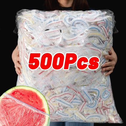 Plastic Disposable Food Cover Storage Bags Kitchen Colorful Elastic Wrap Food Covers Fresh-Keeping Lid Plate Nylon Packaging Bag Allinoneshop-24