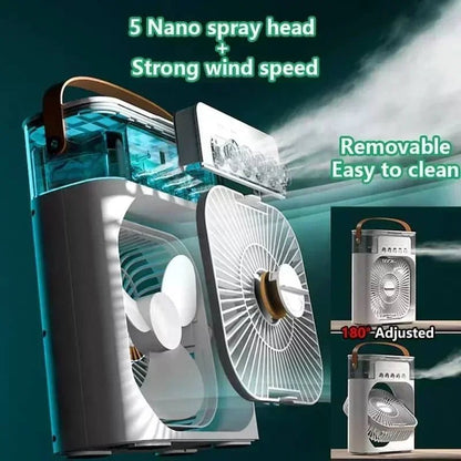 Portable Air Conditioner Fan Household Hydrocooling Water Mist Cooler Portable Air Adjustment for Office 3 Speed Fan Allinoneshop-24