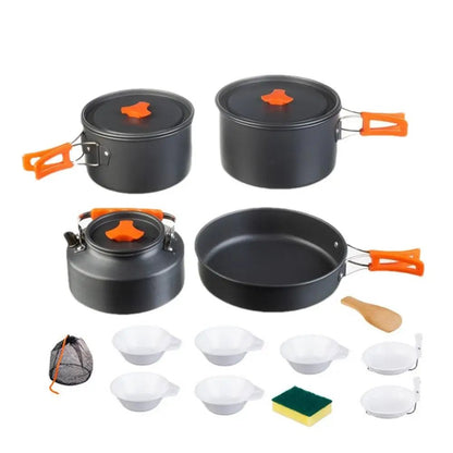 Portable Camping Cookware Set Outdoor Pot Tableware Kit Cooking Water Kettle Pan Travel Cutlery Utensils Hiking Picnic Equipment Allinoneshop-24