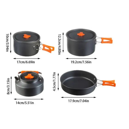 Portable Camping Cookware Set Outdoor Pot Tableware Kit Cooking Water Kettle Pan Travel Cutlery Utensils Hiking Picnic Equipment Allinoneshop-24