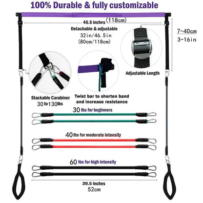 Portable Pilates Bar Kit with Resistance Bands for Exercise Resistance Bands Home Gym Equipment Supports Full Body Workouts Allinoneshop-24