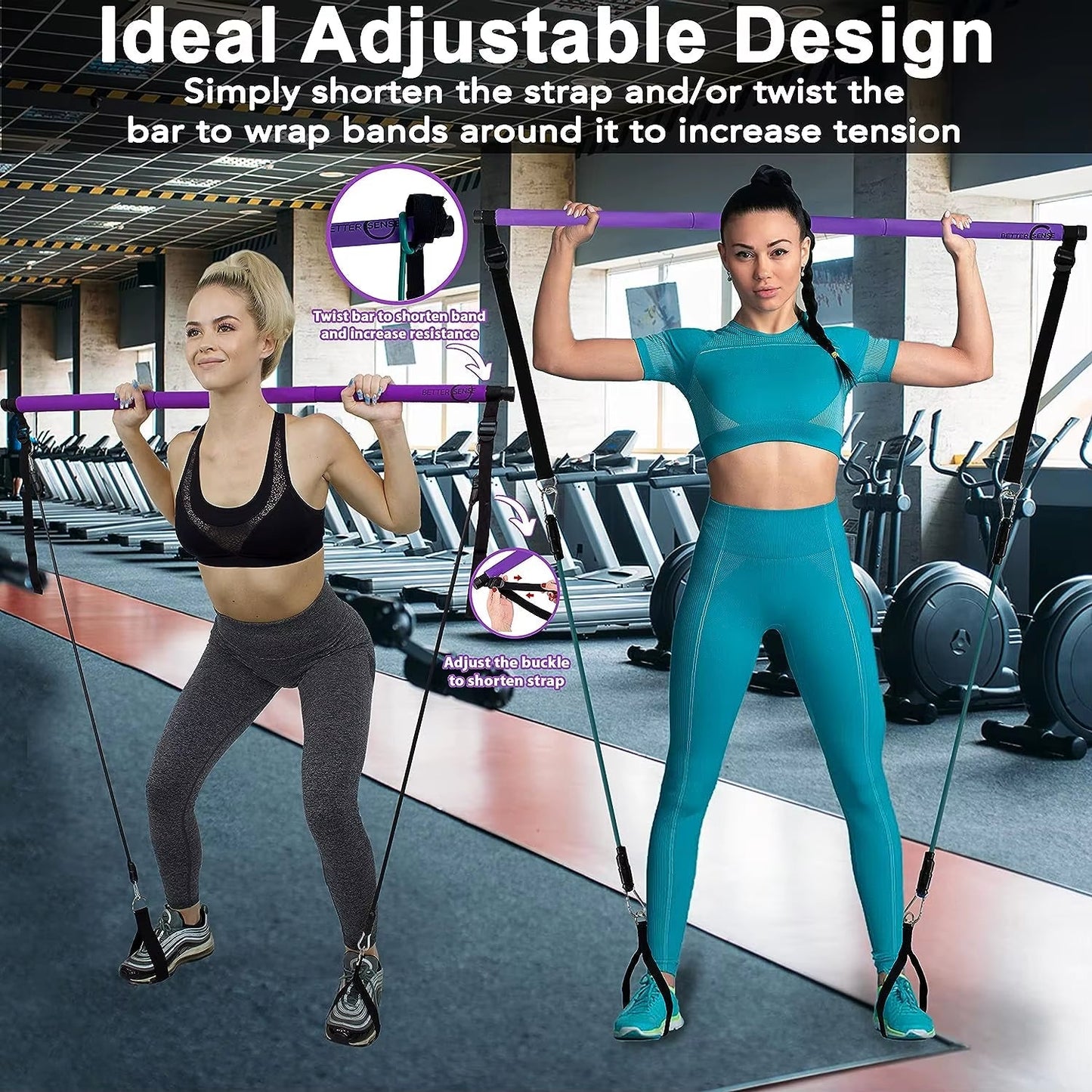 Portable Pilates Bar Kit with Resistance Bands for Exercise Resistance Bands Home Gym Equipment Supports Full Body Workouts Allinoneshop-24