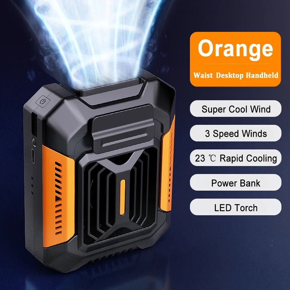 Portable Waist Fan, Wearable Belt Shirt Body Fan, Rechargeable Hanging Neck Fan, Outdoor Working Waist Clip Fan with LED Lights Allinoneshop-24