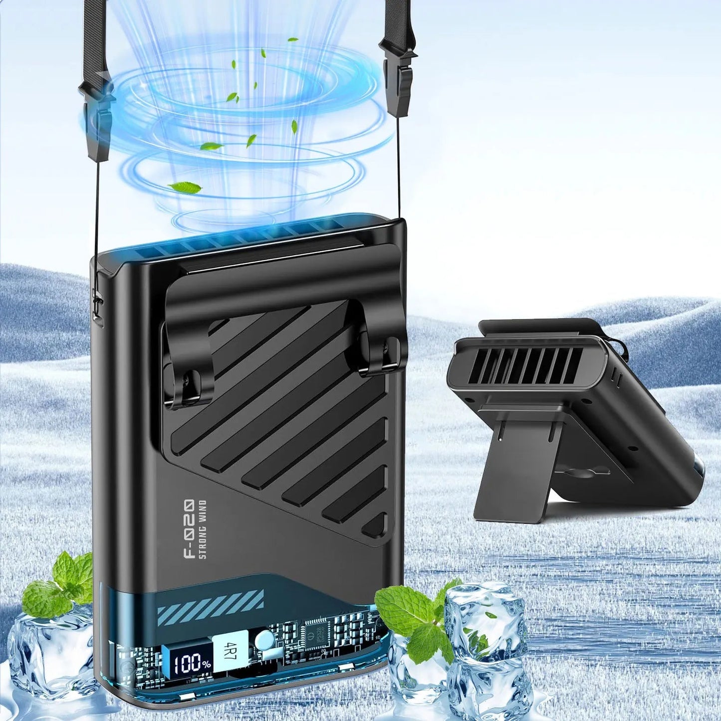 Portable Waist Fan with Belt Clip Light Mute Five Hole New Neck Hanging Fan Suitable for Outdoor Travel of Office Desk Allinoneshop-24