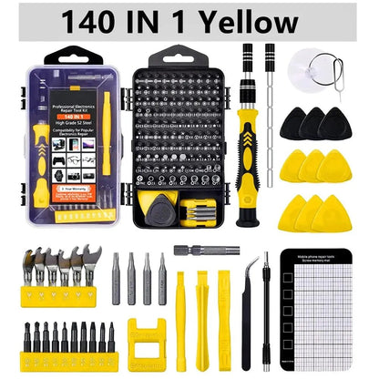 Precision Screwdriver Set,140 in 1 Repair Tool Kit with 118 Bits Magnetic Screwdriver Set for Computer,Laptop,Phone Etc Allinoneshop-24