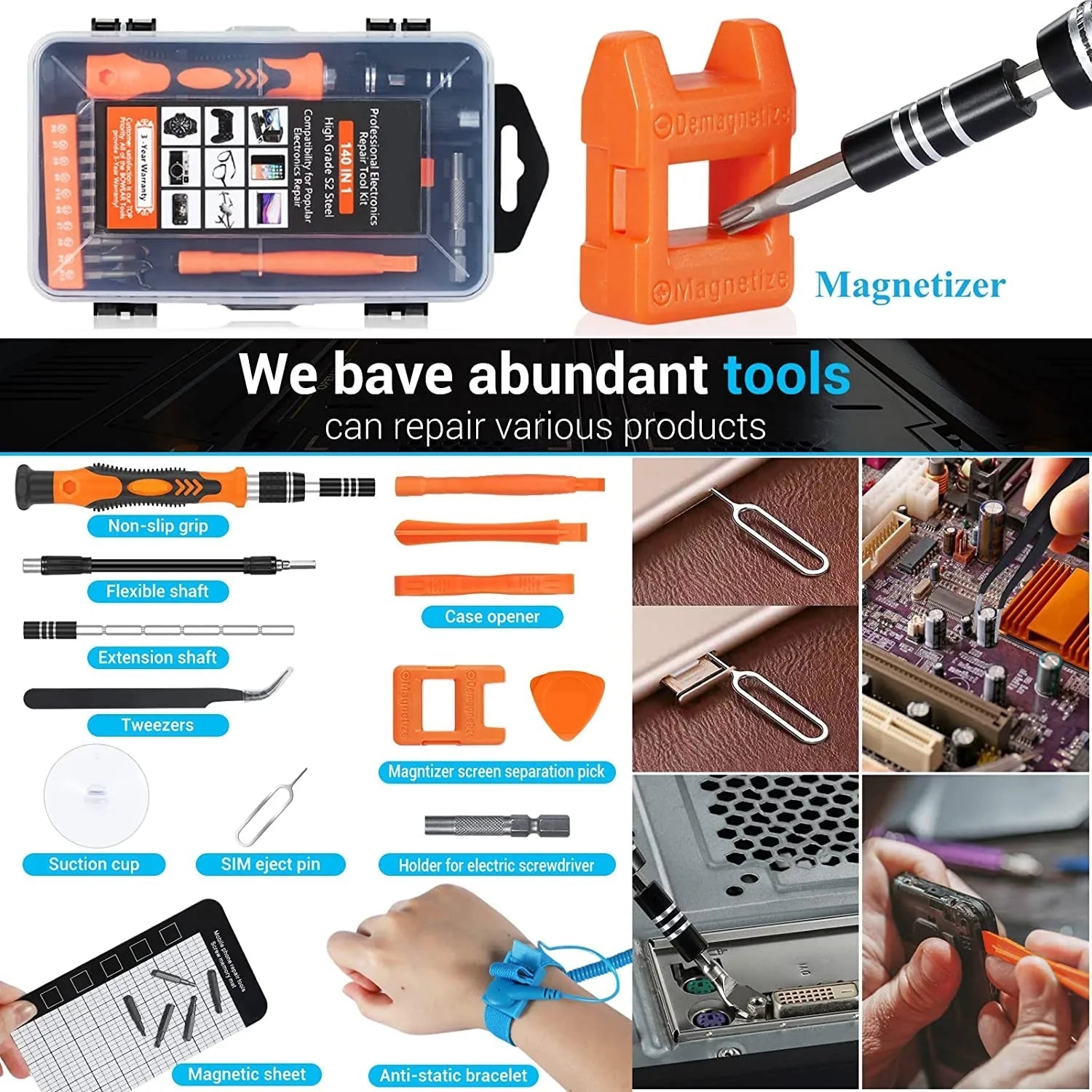 Precision Screwdriver Set,140 in 1 Repair Tool Kit with 118 Bits Magnetic Screwdriver Set for Computer,Laptop,Phone Etc Allinoneshop-24