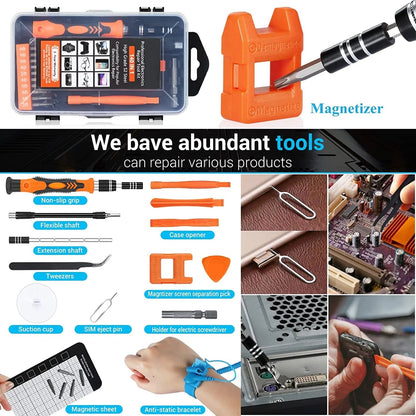 Precision Screwdriver Set,140 in 1 Repair Tool Kit with 118 Bits Magnetic Screwdriver Set for Computer,Laptop,Phone Etc Allinoneshop-24