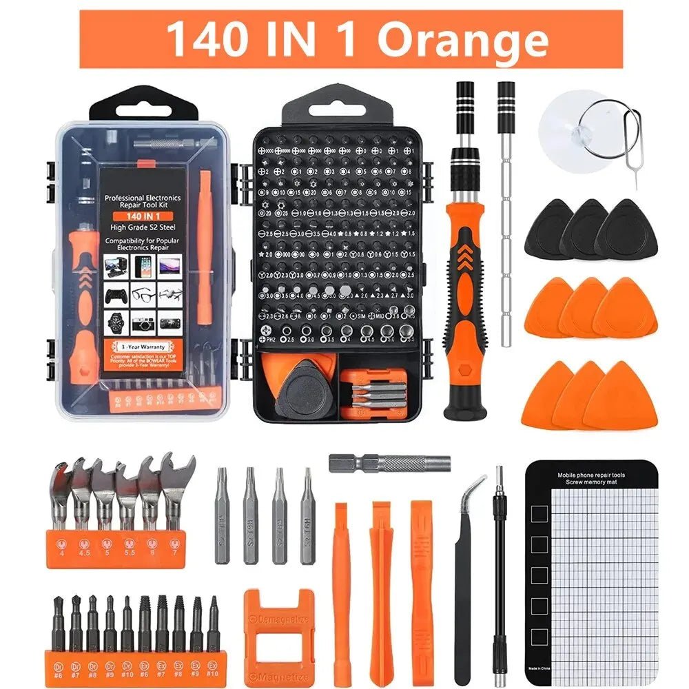 Precision Screwdriver Set,140 in 1 Repair Tool Kit with 118 Bits Magnetic Screwdriver Set for Computer,Laptop,Phone Etc Allinoneshop-24