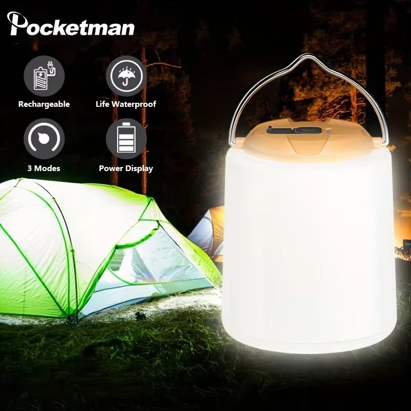 Rechargeable LED Camping Lantern with Hook Super Bright Soft Light Tent Light Night Emergency Light Portable Camping Light Allinoneshop-24