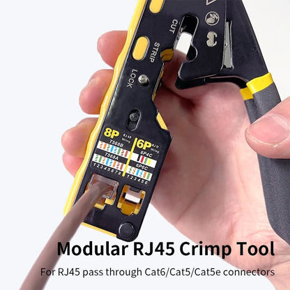 RJ45 Crimping Tool Ethernet Crimper for Cat6 Cat5 Cat5E RJ45 Pass through Connectors and RJ12 Ends Allinoneshop-24