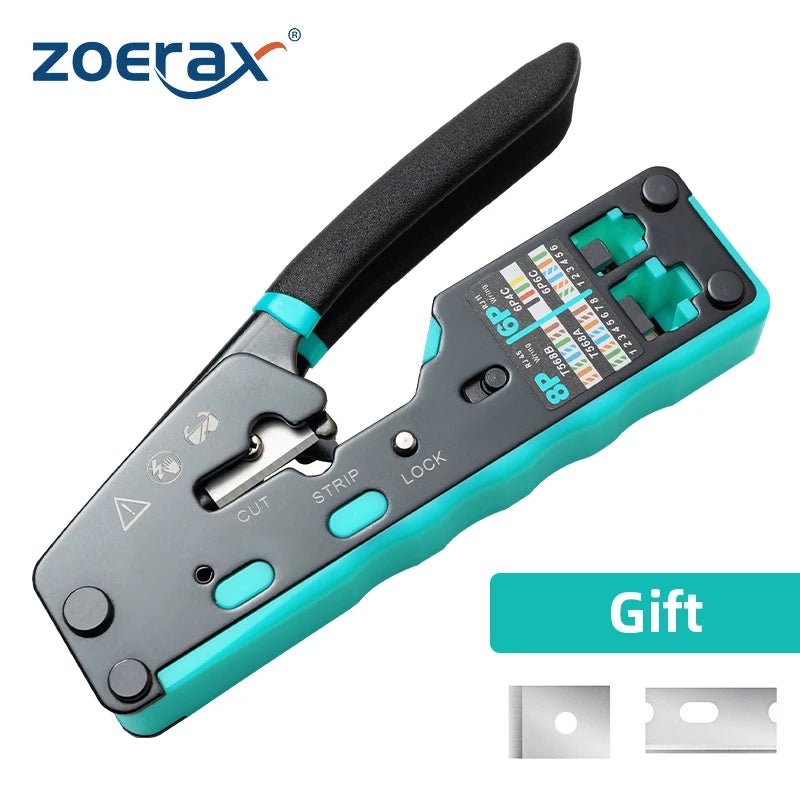 RJ45 Crimping Tool Ethernet Crimper for Cat6 Cat5 Cat5E RJ45 Pass through Connectors and RJ12 Ends Allinoneshop-24