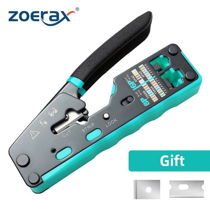 RJ45 Crimping Tool Ethernet Crimper for Cat6 Cat5 Cat5E RJ45 Pass through Connectors and RJ12 Ends Allinoneshop-24