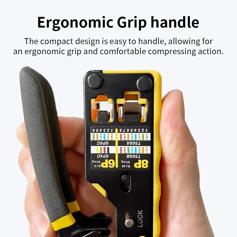 RJ45 Crimping Tool Ethernet Crimper for Cat6 Cat5 Cat5E RJ45 Pass through Connectors and RJ12 Ends Allinoneshop-24